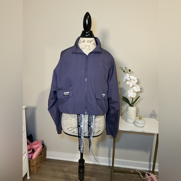adidas Jackets & Blazers - Adidas Dark Purple/blue Cropped Jacket